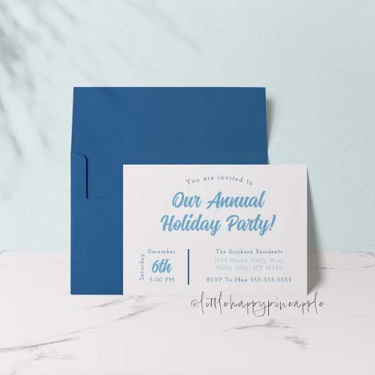 Blue Holiday Party uitnodiging