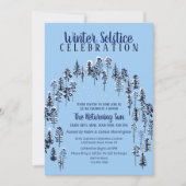 Blue Holiday Winter Solstice Snow Forest Party Kaart (Voorkant)