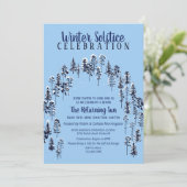 Blue Holiday Winter Solstice Snow Forest Party Kaart (Staand voorkant)