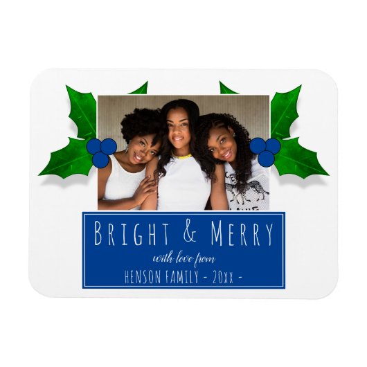 Blue Holly Berry Plant Leaves Magneet (Horizontaal)