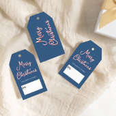 Blue Holly Jolly Merry Christmas Familienaam Cadeaulabel