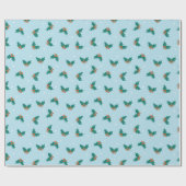 Blue Holly Leaves Classic Christmas Gift Wrap Cadeaupapier (Vlak)