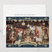 Blue Holly Natitivity Scene Christelijke kerst Feestdagenkaart (Voorkant / Achterkant)