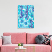Blue Hollyhock Mallow Malva Flower Floral Painting Canvas Afdruk (Insitu (Woonkamer))