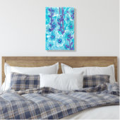 Blue Hollyhock Mallow Malva Flower Floral Painting Canvas Afdruk (Insitu (Slaapkamer))