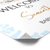 Blue Holy Koe Baby shower Welkom Poster (Hoek)