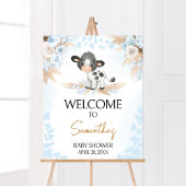 Blue Holy Koe Baby shower Welkom Poster