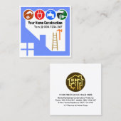 Blue Home Building Lijst Handyman Vierkante Visitekaartje (Voorkant / Achterkant)