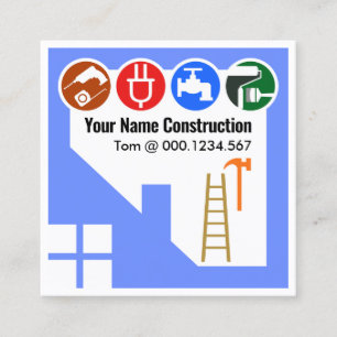 Blue Home Building Lijst Handyman Vierkante Visitekaartje
