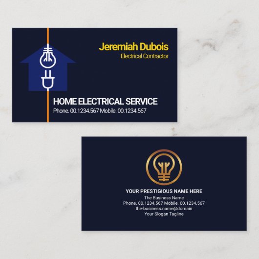 Blue Home Electric Power Line Electricia-service Visitekaartje (Voorkant / Achterkant)