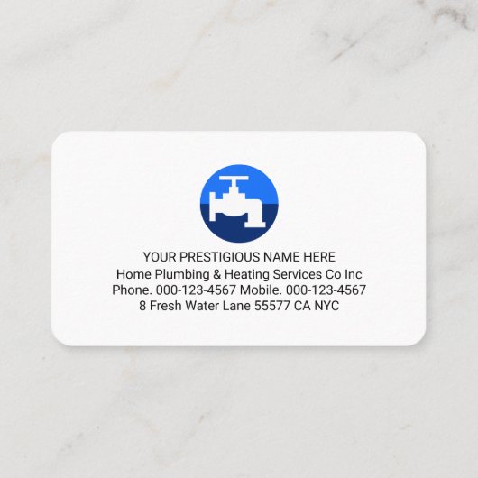 Blue Home Plumbing Faucet Pipeline Plumber Service Visitekaartje (Achterkant)