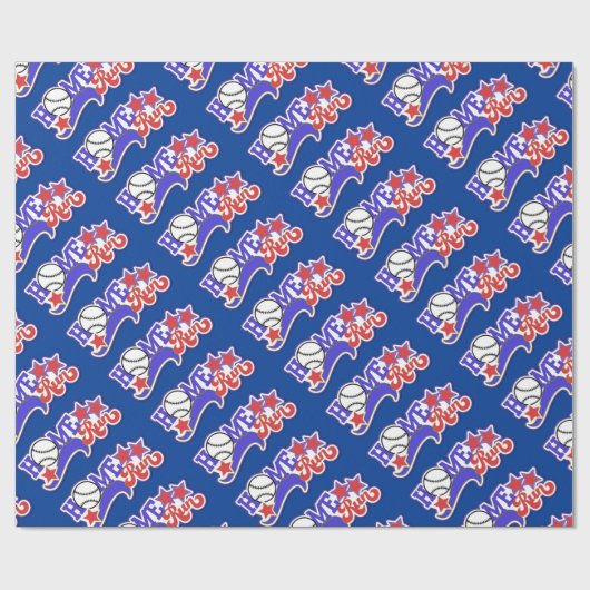 Blue Home Run Baseball Cadeaupapier (Vlak)