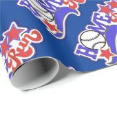 Blue Home Run Baseball Cadeaupapier (Rol Hoek)