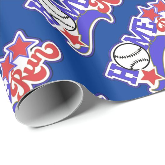 Blue Home Run Baseball Cadeaupapier (Rol Hoek)