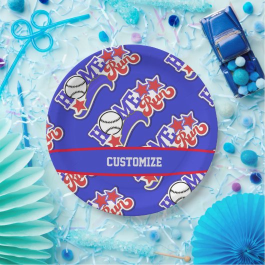Blue Home Run Baseball Papieren Bordje (Feest)