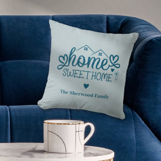 Blue Home Sweet Home Gepersonaliseerd Kussen