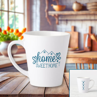 Blue Home Sweet Home Gepersonaliseerd Latte Mok