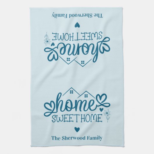 Blue Home Sweet Home Gepersonaliseerd Theedoek (Verticaal)