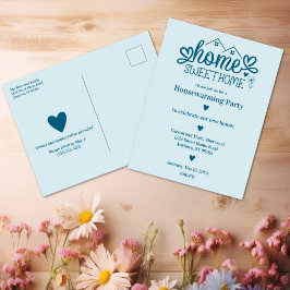 Blue Home Sweet Home Gepersonaliseerde housewarmin Briefkaart