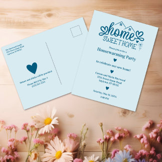 Blue Home Sweet Home Gepersonaliseerde housewarmin Briefkaart