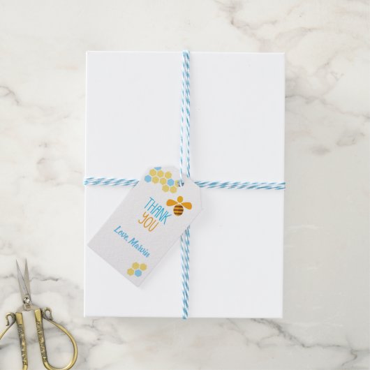 Blue Honey Bee Gift Label Cadeaulabel (Met Touw)