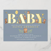 Blue Honey Beer Baby shower Invitation Folie Uitnodiging (Voorkant)