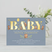 Blue Honey Beer Baby shower Invitation Folie Uitnodiging (Staand Voorkant)