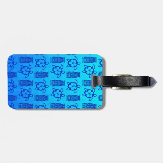 Blue Honu en Tiki Mask Bagagelabel (Achterkant horizontaal)