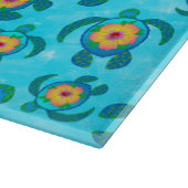 Blue Honu Sea Turtles Hibiscus Flowers Snijplank (Hoek)