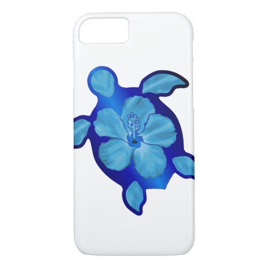 Blue Honu Turtle en Hibiscus Case-Mate iPhone Case (Achterkant)