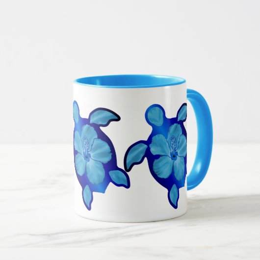 Blue Honu Turtle en Hibiscus Mok (Voorkant rechts)