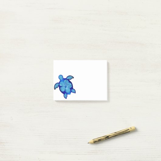 Blue Honu Turtle en Hibiscus Post-it® Notes (Op bureau)