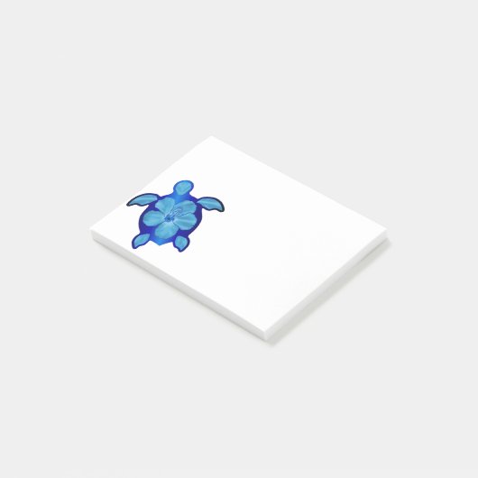 Blue Honu Turtle en Hibiscus Post-it® Notes (Schuin)