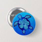 Blue Honu Turtle en Hibiscus Ronde Button 5,7 Cm (Voorkant /achterkant)