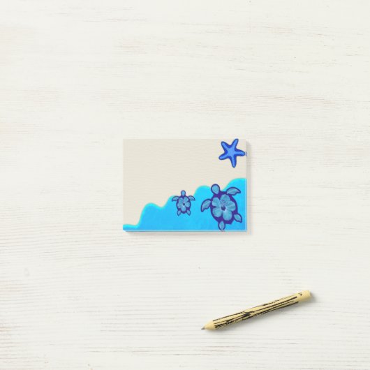 Blue Honu Turtles Post-it® Notes (Op bureau)