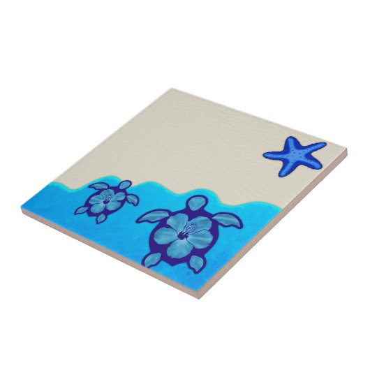 Blue Honu Turtles Tegeltje (Zijkant)