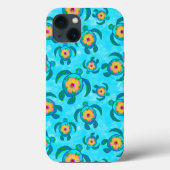 Blue Honu Zee Turtles Hibiscus Flowers Case-Mate iPhone Case (Achterkant)