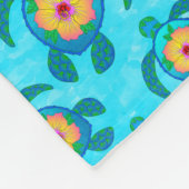 Blue Honu Zee Turtles Hibiscus Flowers Fleece Deken (Hoek)