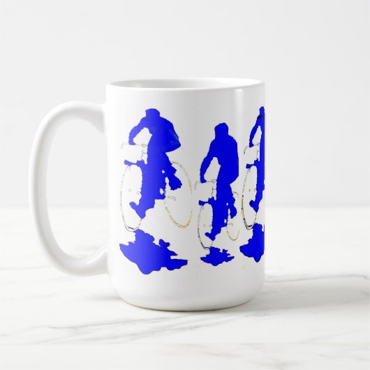 Blue Hoody Bicycle Mok (Links)