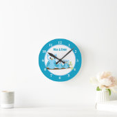 Blue Hoot Owls Wall Clock Ronde Klok (Huis)