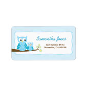 Blue Hoot Uilen Groot retour adreslabel Etiket (Voorkant)