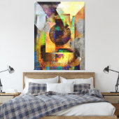 Blue Hope Geometrische Industriële Grunge Art 7 Canvas Afdruk (Insitu (Slaapkamer))