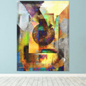 Blue Hope Geometrische Industriële Grunge Art 7 Canvas Afdruk (Insitu (Houten vloer))