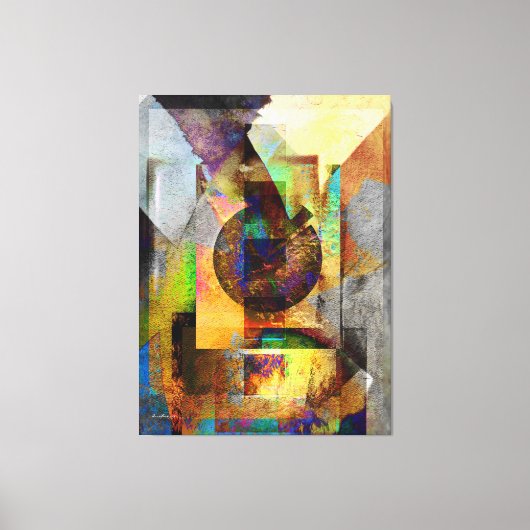 Blue Hope Geometrische Industriële Grunge Art 7 Canvas Afdruk (Voorkant)