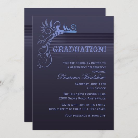 Blue Horizon Afstuderen Invitation Kaart (Voorkant / Achterkant)