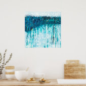 Blue Horizon - Blue Abstract Art Poster (Keuken)