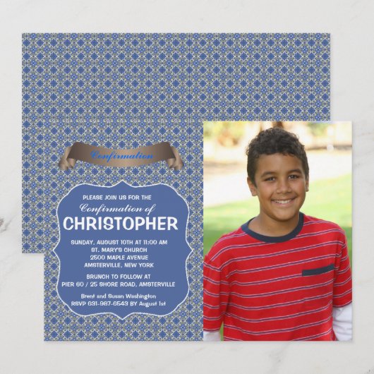 Blue Horizon Photo Invitation Kaart (Voorkant / Achterkant)