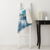 Blue Horizon Solitary Sailboat Sherpa Deken (In situ)