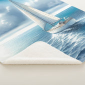 Blue Horizon Solitary Sailboat Sherpa Deken (3/4)