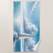 Blue Horizon Solitary Sailboat Strandlaken (Voorkant)